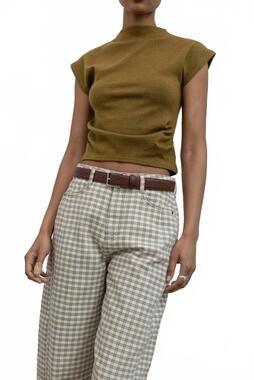 NEW COLLECTIVE women's classic leather square belt in brown
